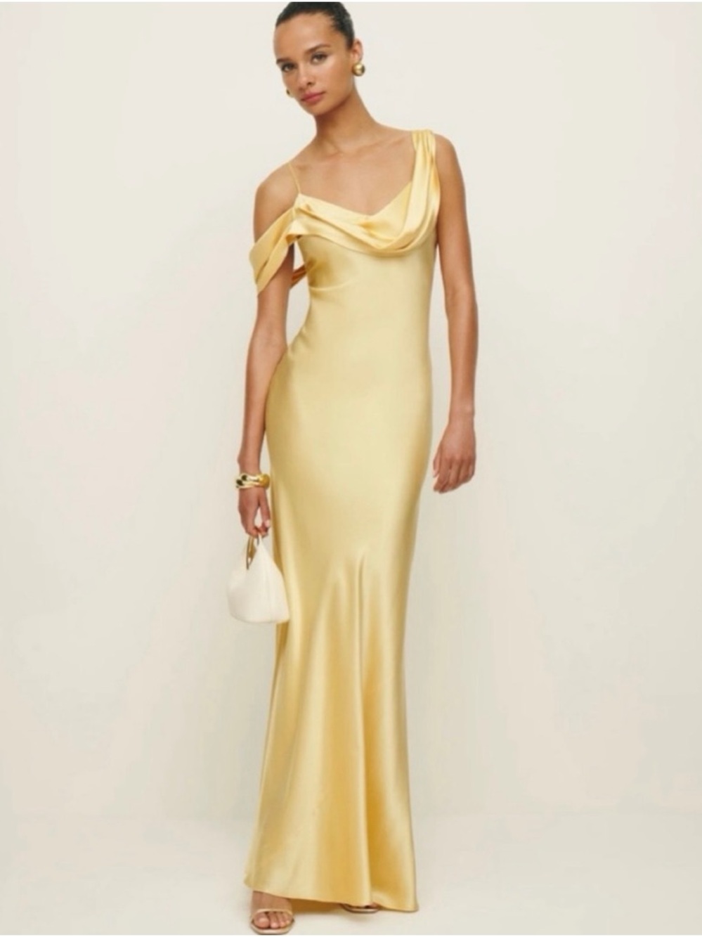 Reformation Ronda Silk Dress in Yellow